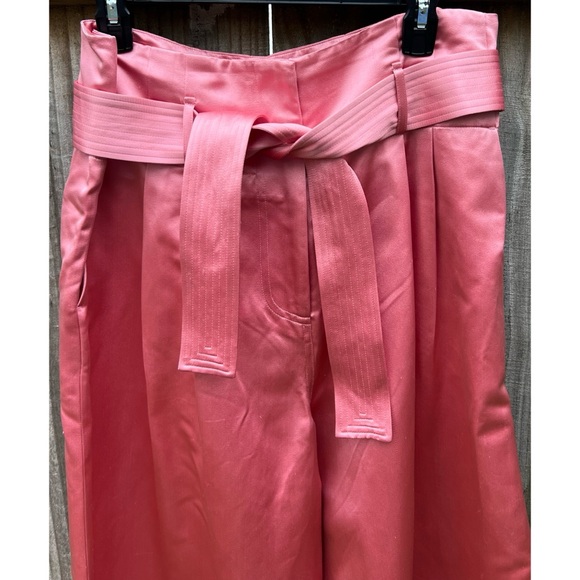 Adam Lippes 100% Silk Pink Tie Waist Wide Leg Pants 10 - Picture 3 of 15